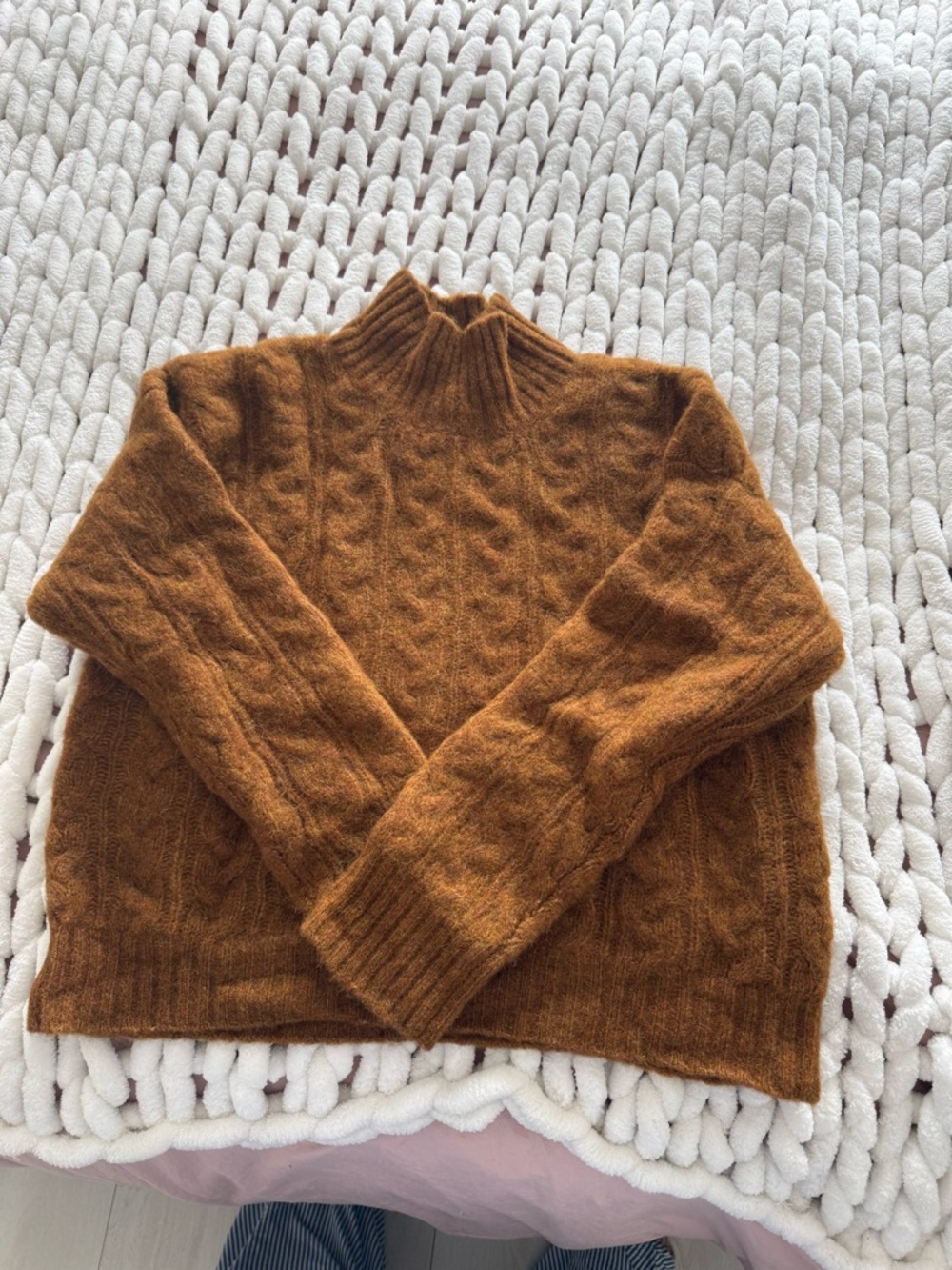 Sezane Cable-Knit Turtleneck Sweater in Rust